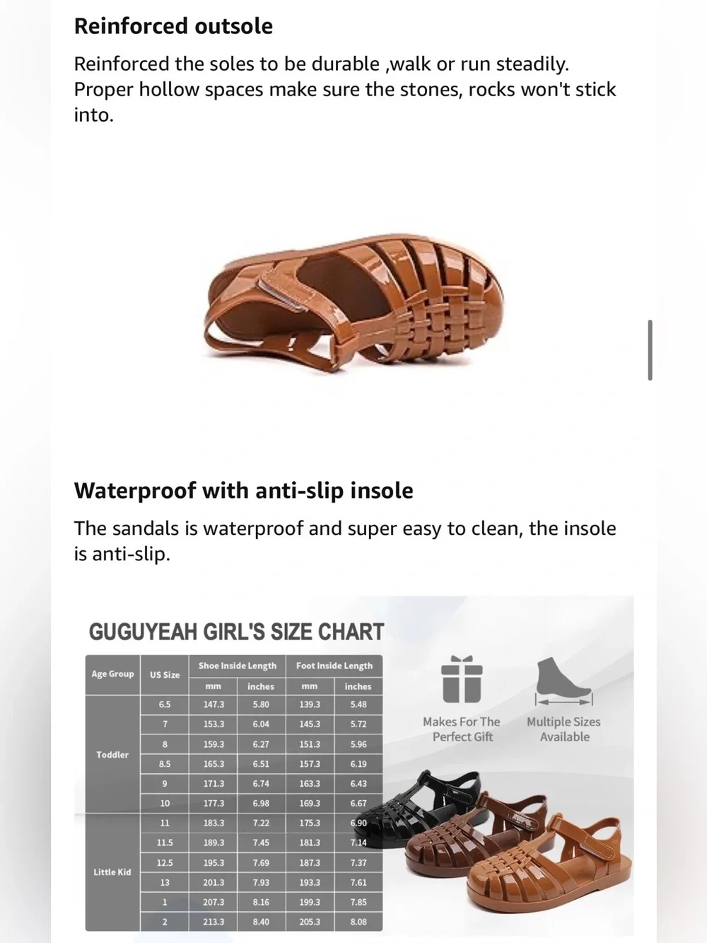 NEW Kids' Brown Jelly Fisherman Sandals Closed Toe